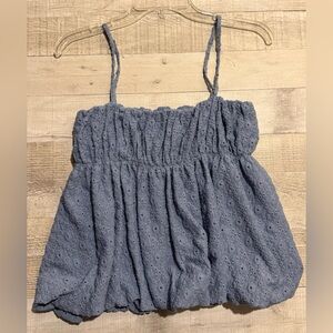 Women's Blue Eyelet Top